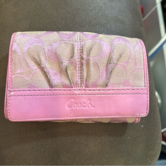 Coach Pink and Beige Women's Wallet - Picture 1 of 4